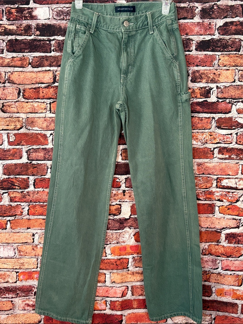 Aeropostale Women’s “90’s Baggy”Washed Moss Green Utility Pants Size 00/XXS